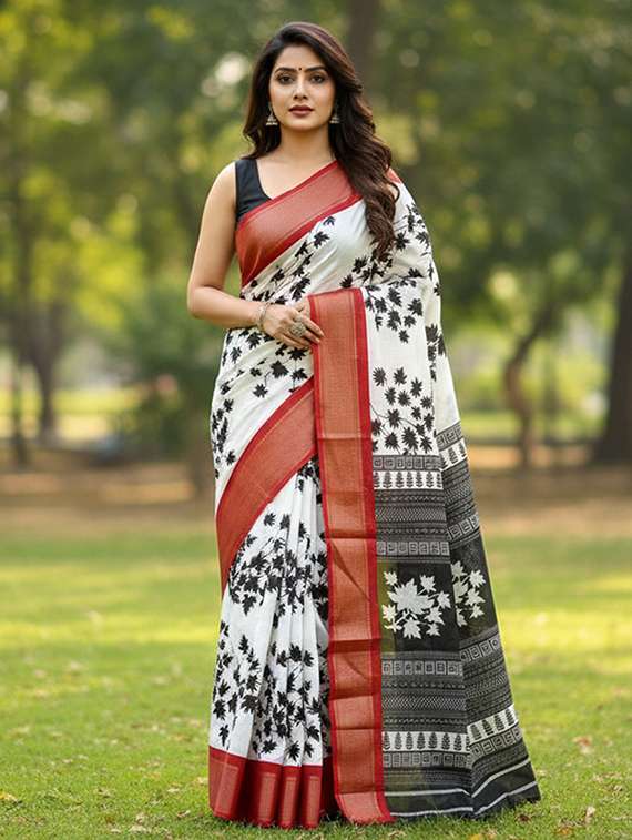 women printed casual wear saree with blouse