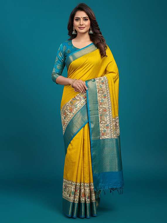 women checkered bordered saree with blouse