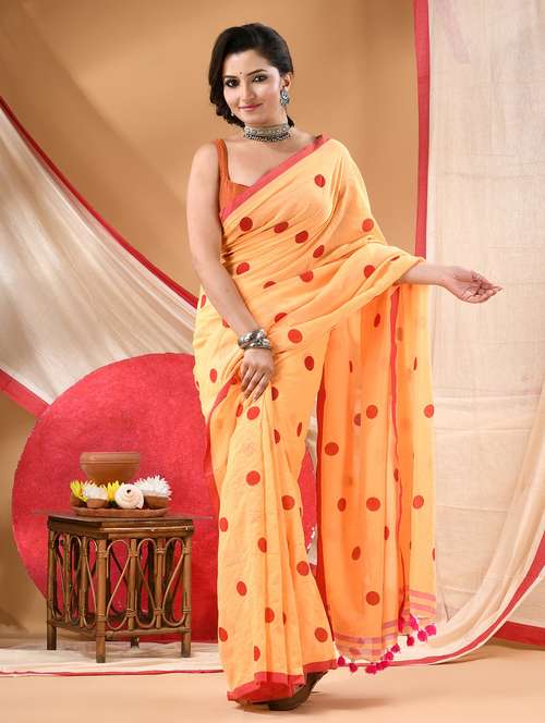 women polka dot handloom saree - 22106001 -  Standard Image - 0