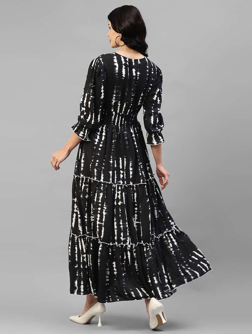 women printed puff sleeve tiered dress - 22106123 - Standard Image - 2