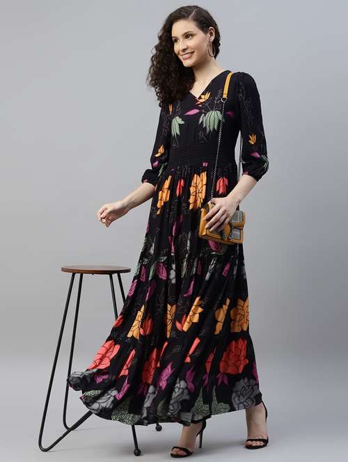 women printed puff sleeve tiered dress - 22106135 -  Standard Image - 0