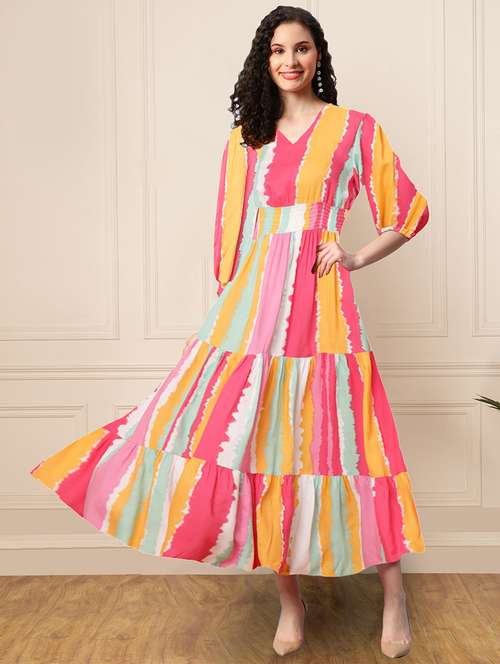 chinese dress ladies Buy pose india Casual 100% Cotton Long Maxi Dress for Women | Casual Wear  Western Dress Gown main image 0