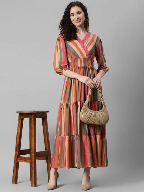 women printed puff sleeve tiered dress - 22106137 -  Standard Image - 0