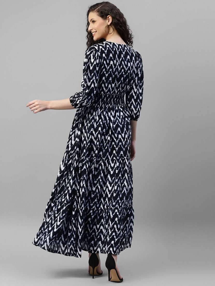 women printed puff sleeve tiered dress - 22106146 -  Standard Image - 2