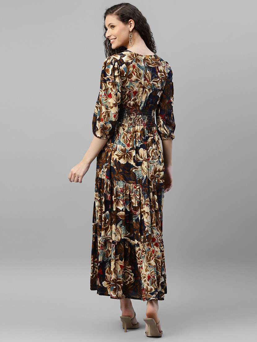 women printed puff sleeve tiered dress - 22106151 -  Standard Image - 2