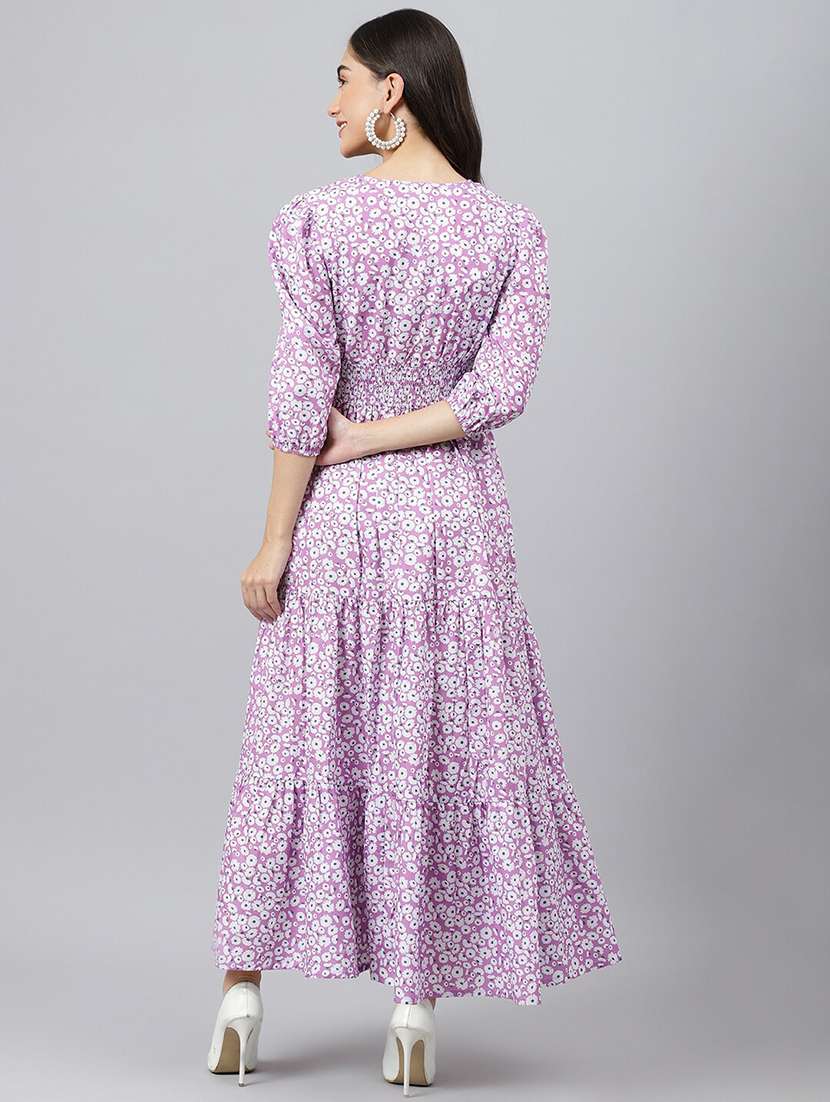 women printed puff sleeve tiered dress - 22106170 -  Standard Image - 2