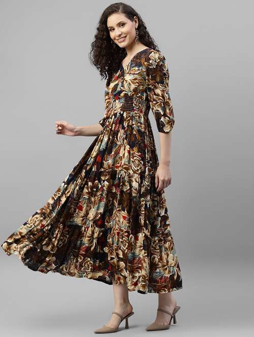 women floral printed puff sleeve tiered dress - 22106197 -  Standard Image - 0