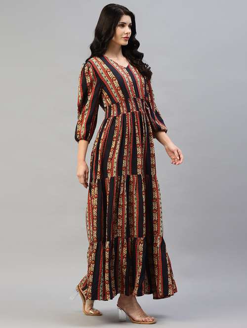 women printed puff sleeve tiered dress - 22106208 -  Standard Image - 0
