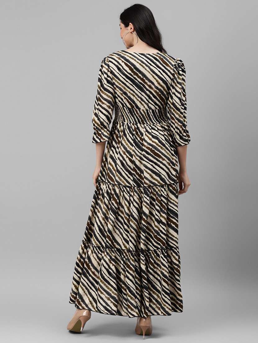women printed puff sleeve tiered dress - 22106222 - Standard Image - 2
