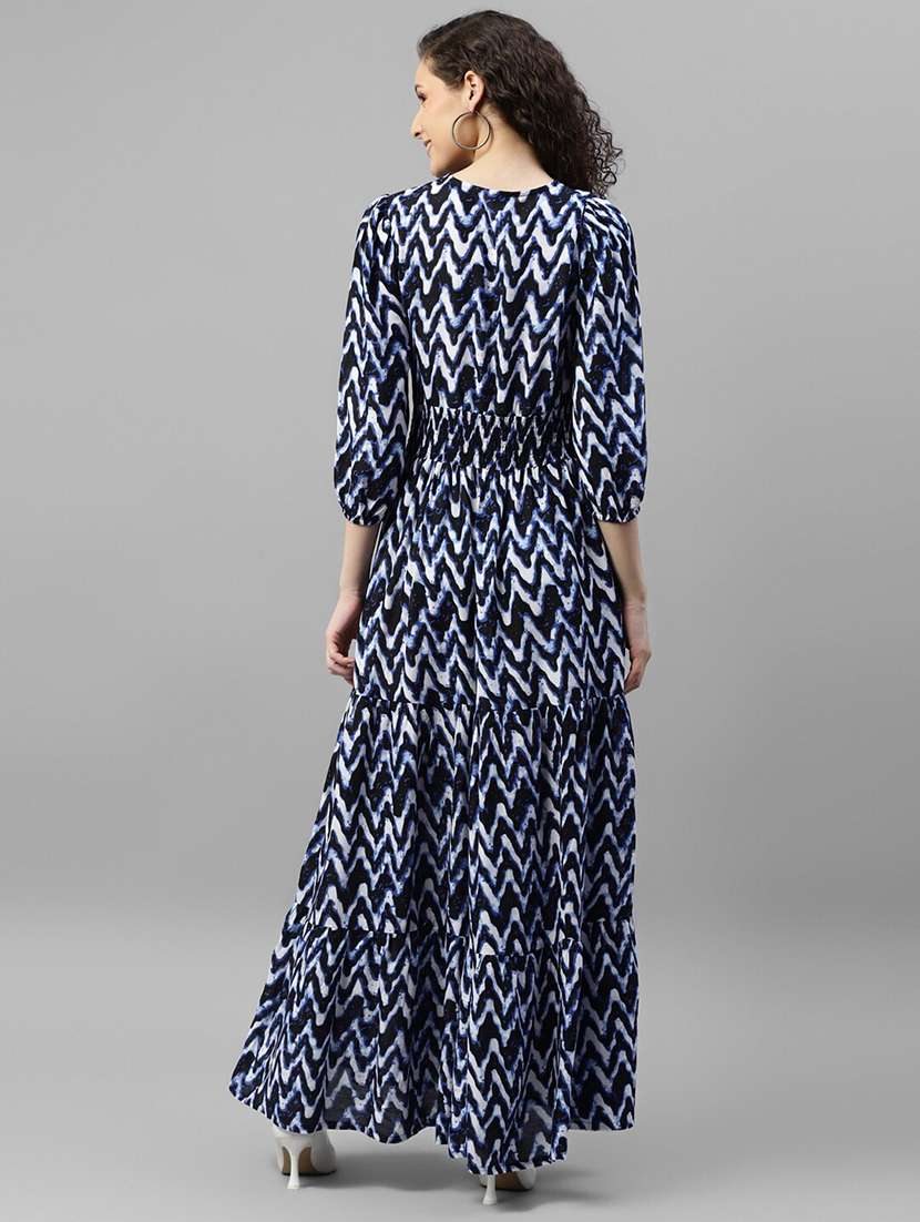 women printed puff sleeve tiered dress - 22106226 - Standard Image - 2