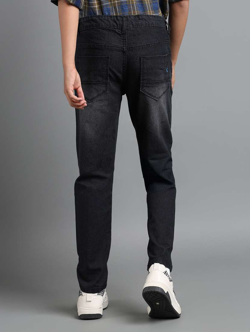 boys solid slash knee slim fit jeans - 22106298 -  Standard Image - 2