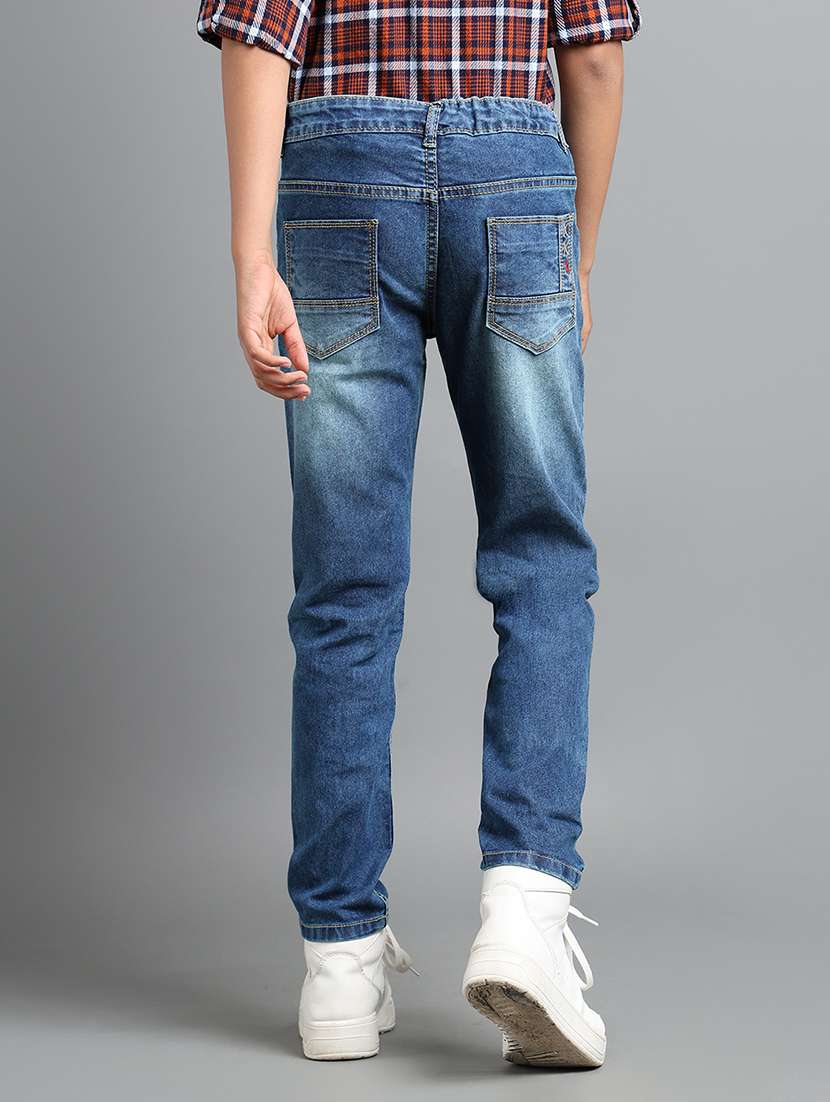 boys solid distressed slim fit jeans - 22106299 -  Standard Image - 2