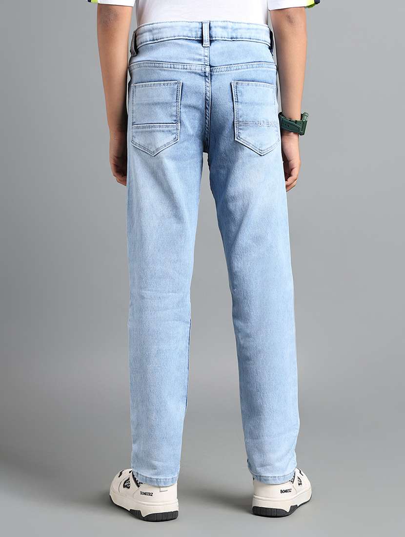 boys solid distressed slim fit jeans - 22106300 -  Standard Image - 2