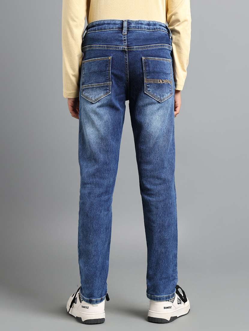 boys solid distressed slim fit jeans - 22106301 -  Standard Image - 2