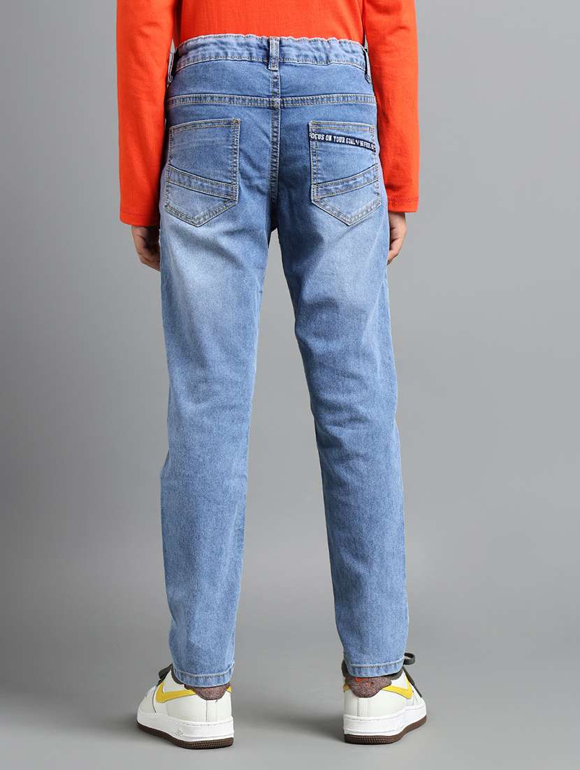 boys solid distressed slim fit jeans - 22106304 -  Standard Image - 2