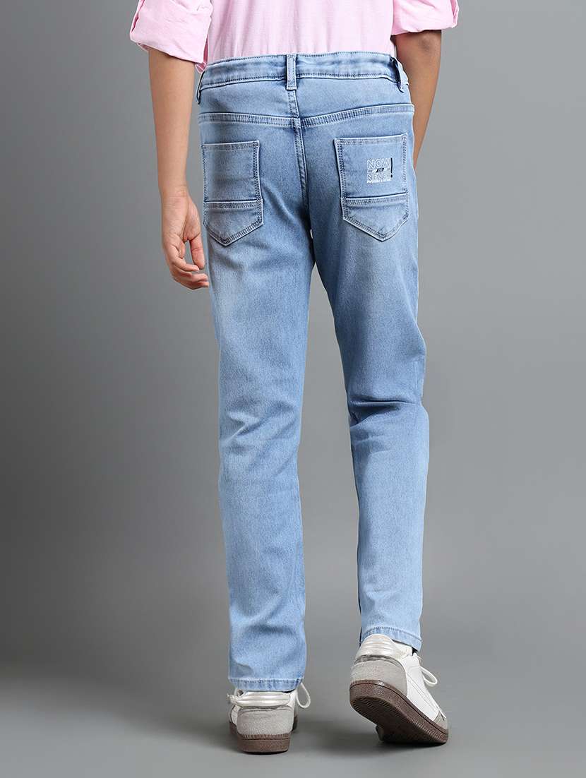 boys solid distressed slim fit jeans - 22106307 -  Standard Image - 2