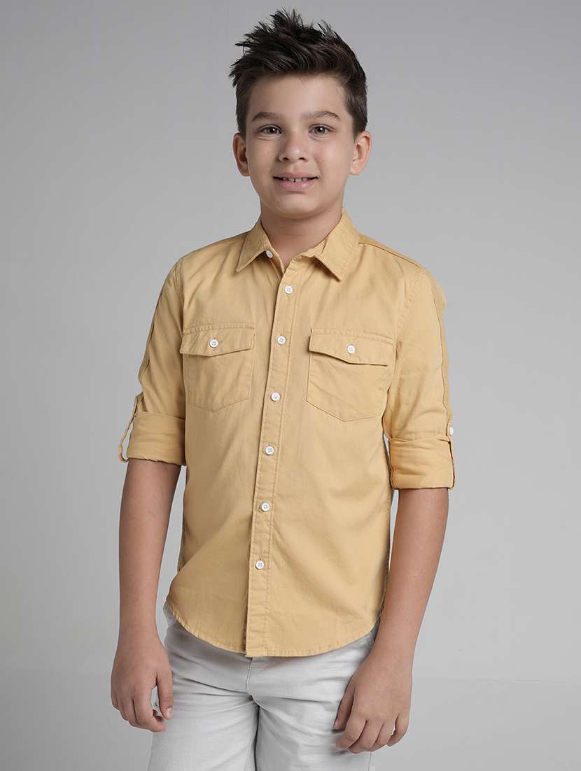 boys solid long sleeve collared shirt - 22106318 -  Standard Image - 2