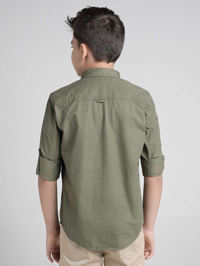 boys solid long sleeve collared shirt - 22106322 -  Standard Image - 2