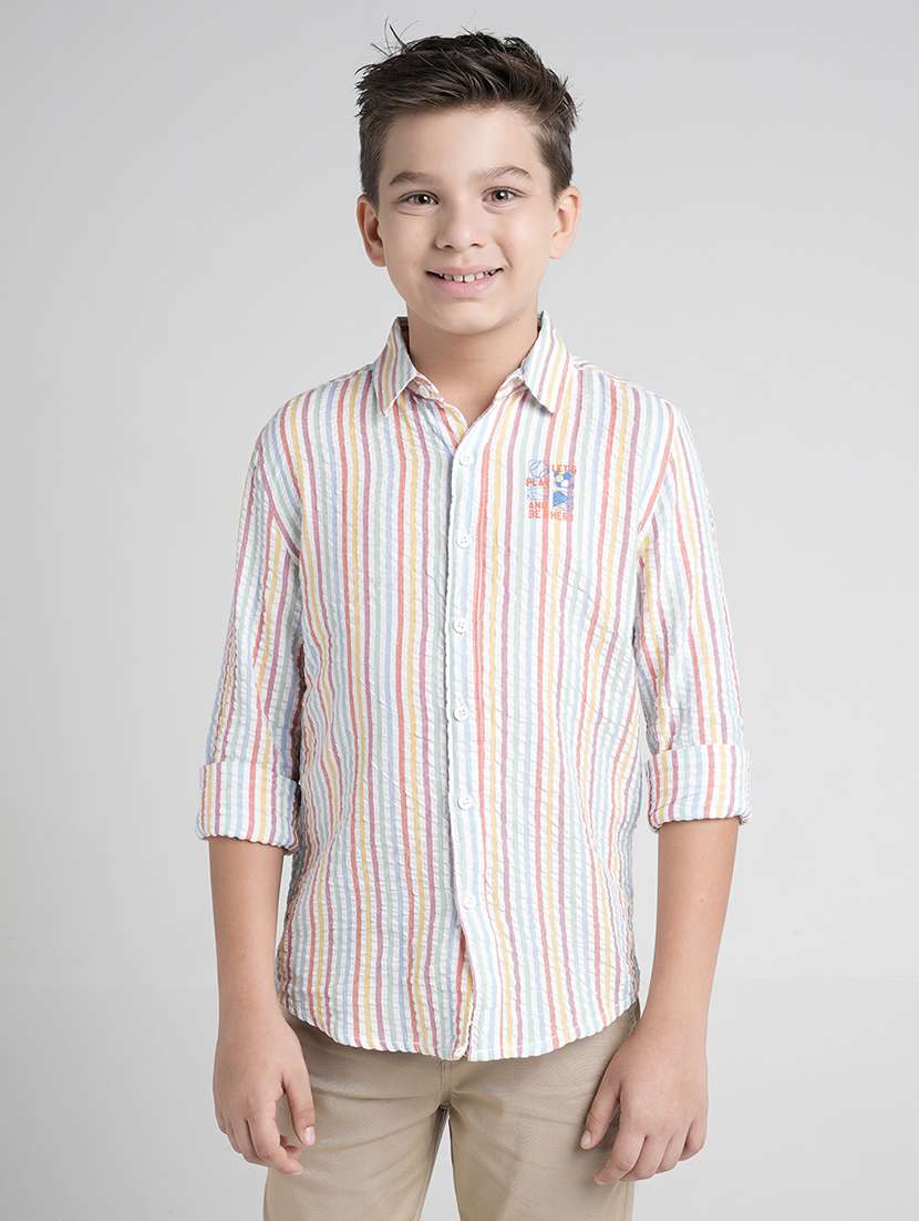 boys collared long sleeve regular fit shirt