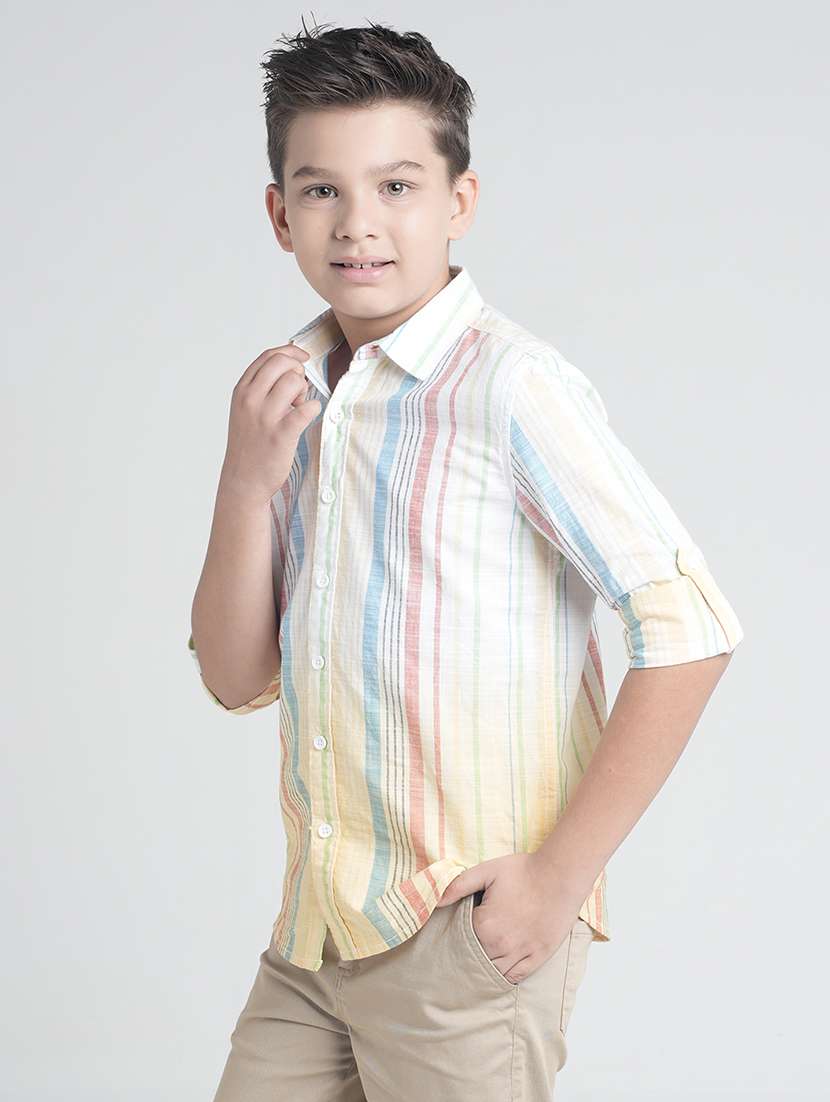 boys striped long sleeve collared shirt - 22106326 -  Standard Image - 2