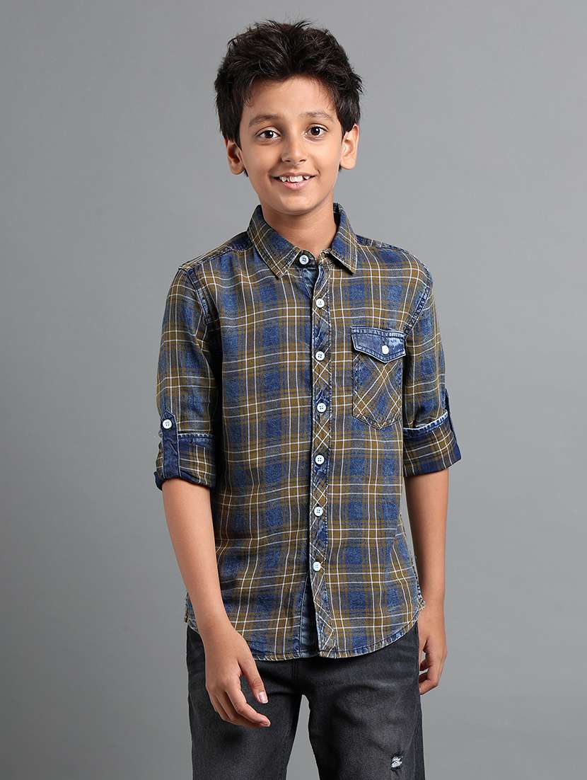 boys collared long sleeve regular fit shirt
