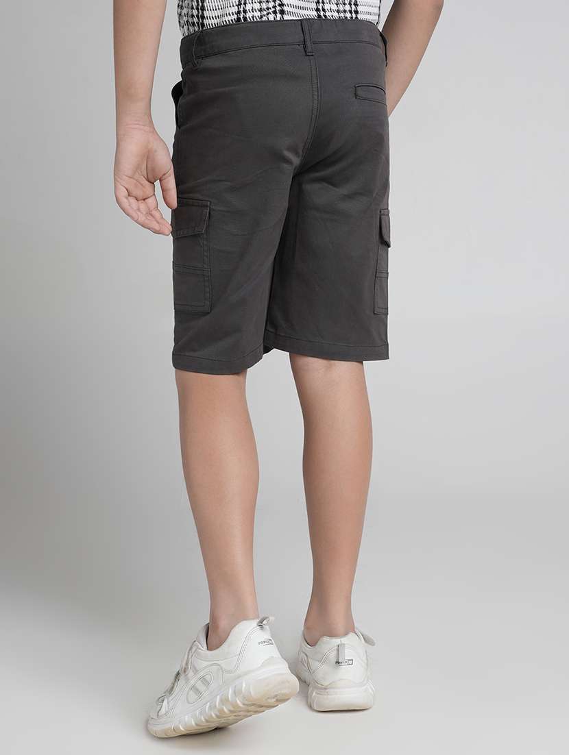 boys solid mid rise cargo shorts  - 22106341 -  Standard Image - 2