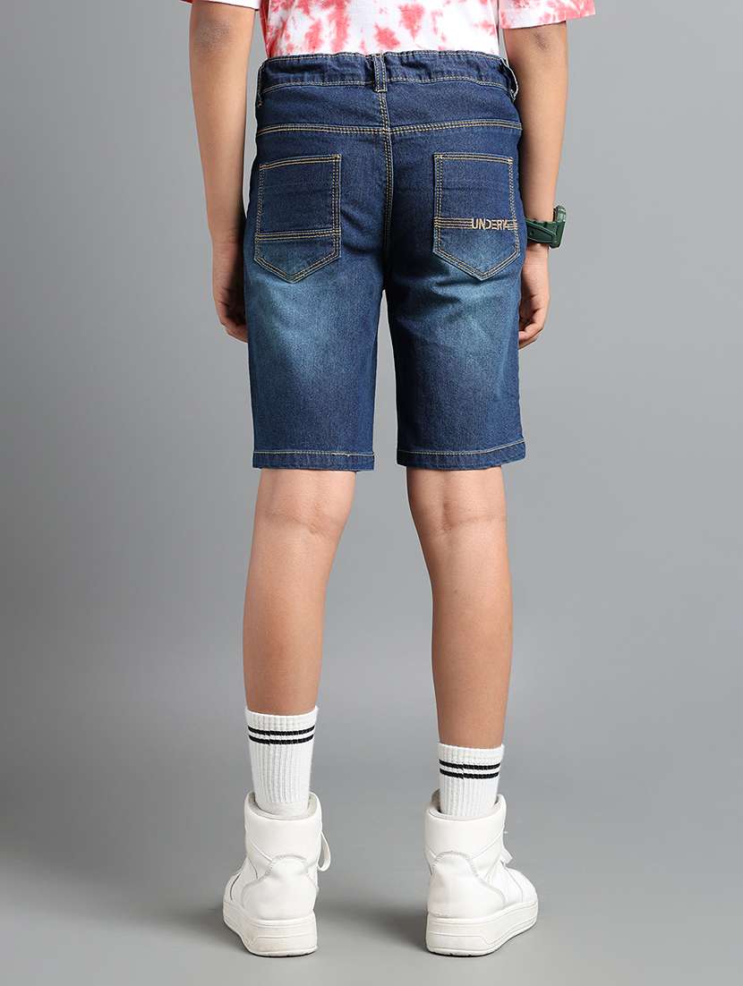 boys solid mid rise denim shorts - 22106345 -  Standard Image - 2