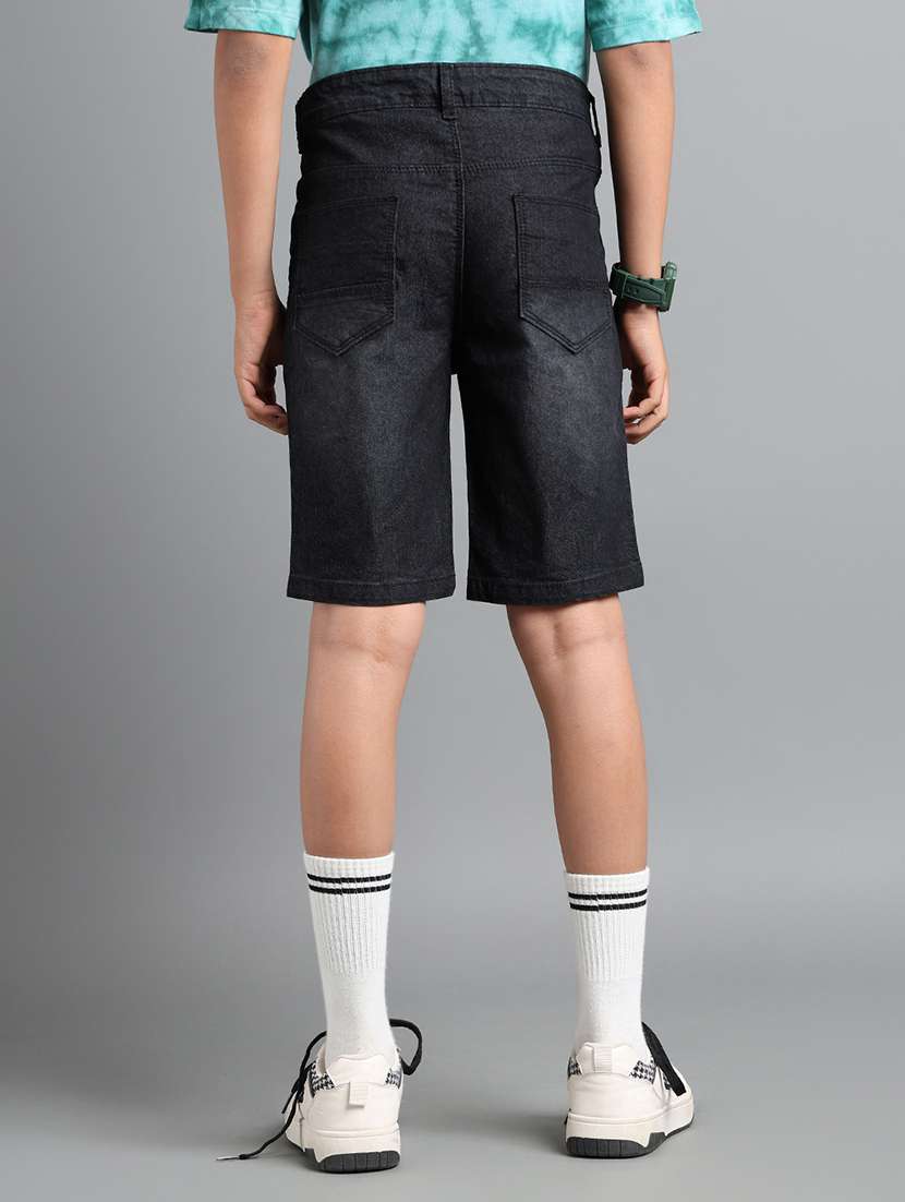 boys solid mid rise denim shorts - 22106346 - Standard Image - 2