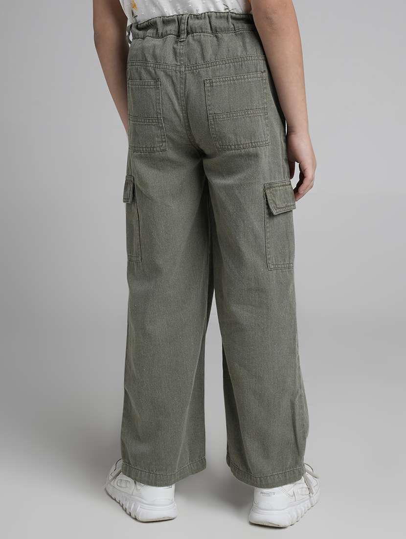 girls solid high rise denim cargo - 22106366 -  Standard Image - 2