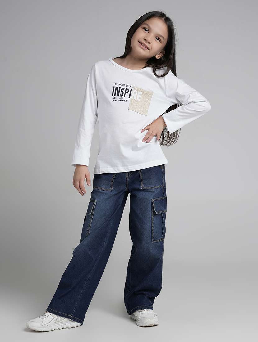 girls printed round neck long sleeve tee - 22106371 -  Standard Image - 2
