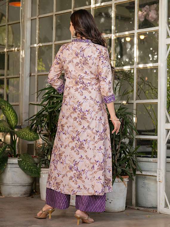 women floral printed three quarter sleeve kurta pant with dupatta set - 22106379 -  Standard Image - 2