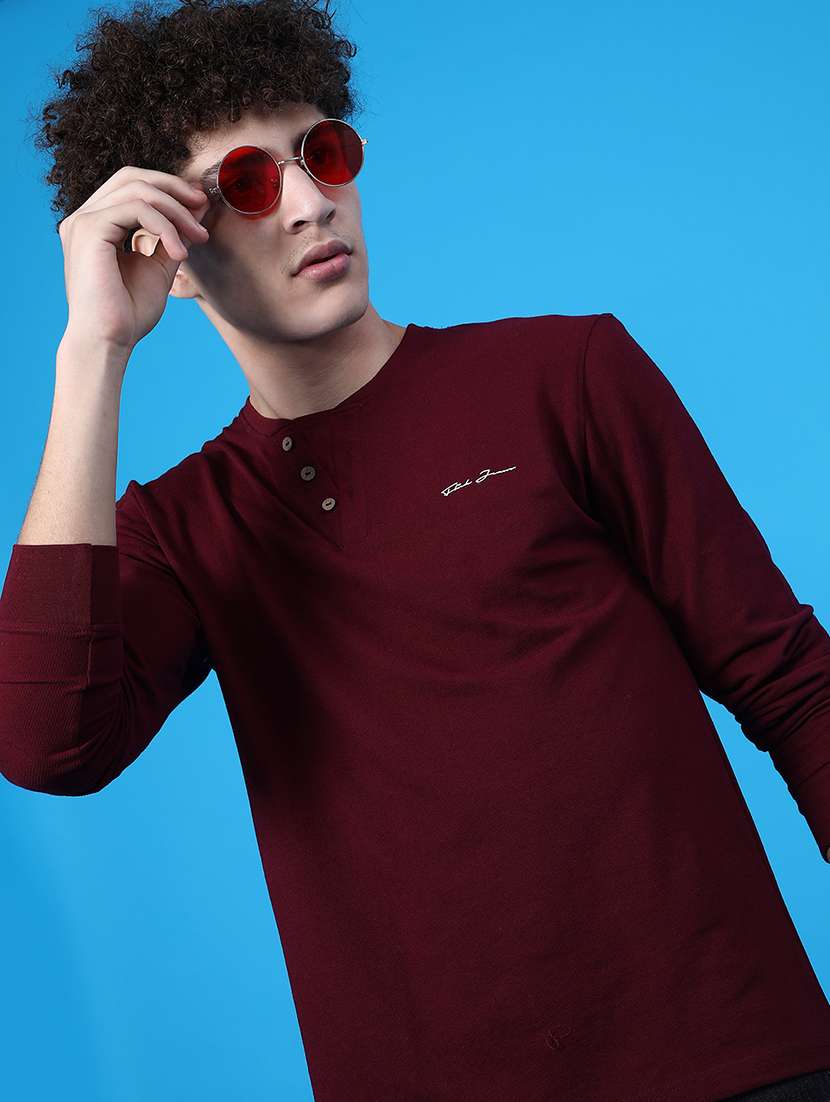 men solid long sleeve regular fit t-shirt