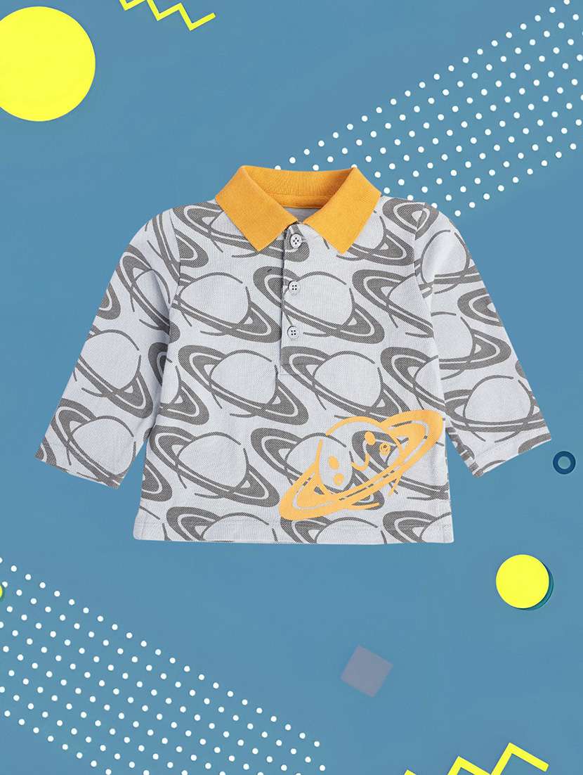 boys printed long sleeve polo t-shirt