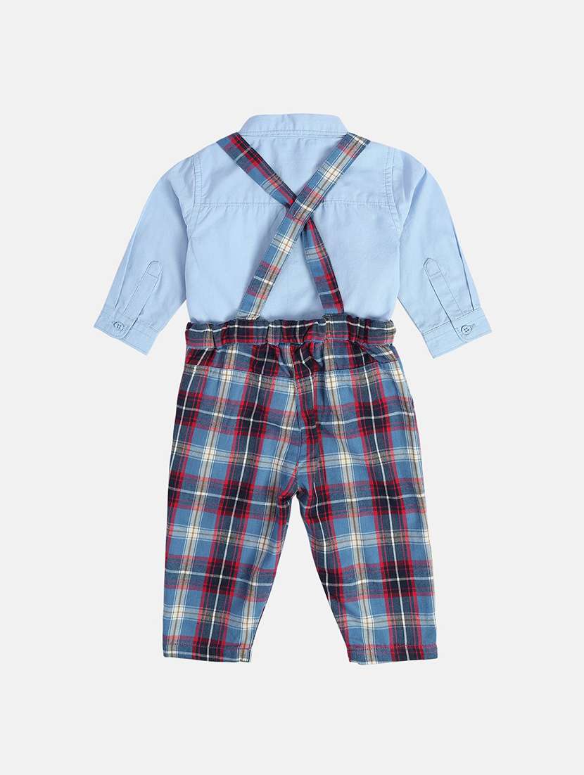 kids printed shirt with dungree set - 22107043 -  Standard Image - 2