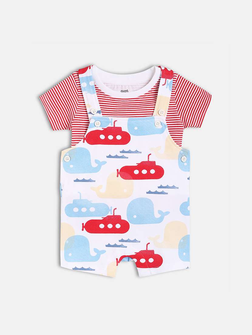 kids printed t-shirt with dungree set