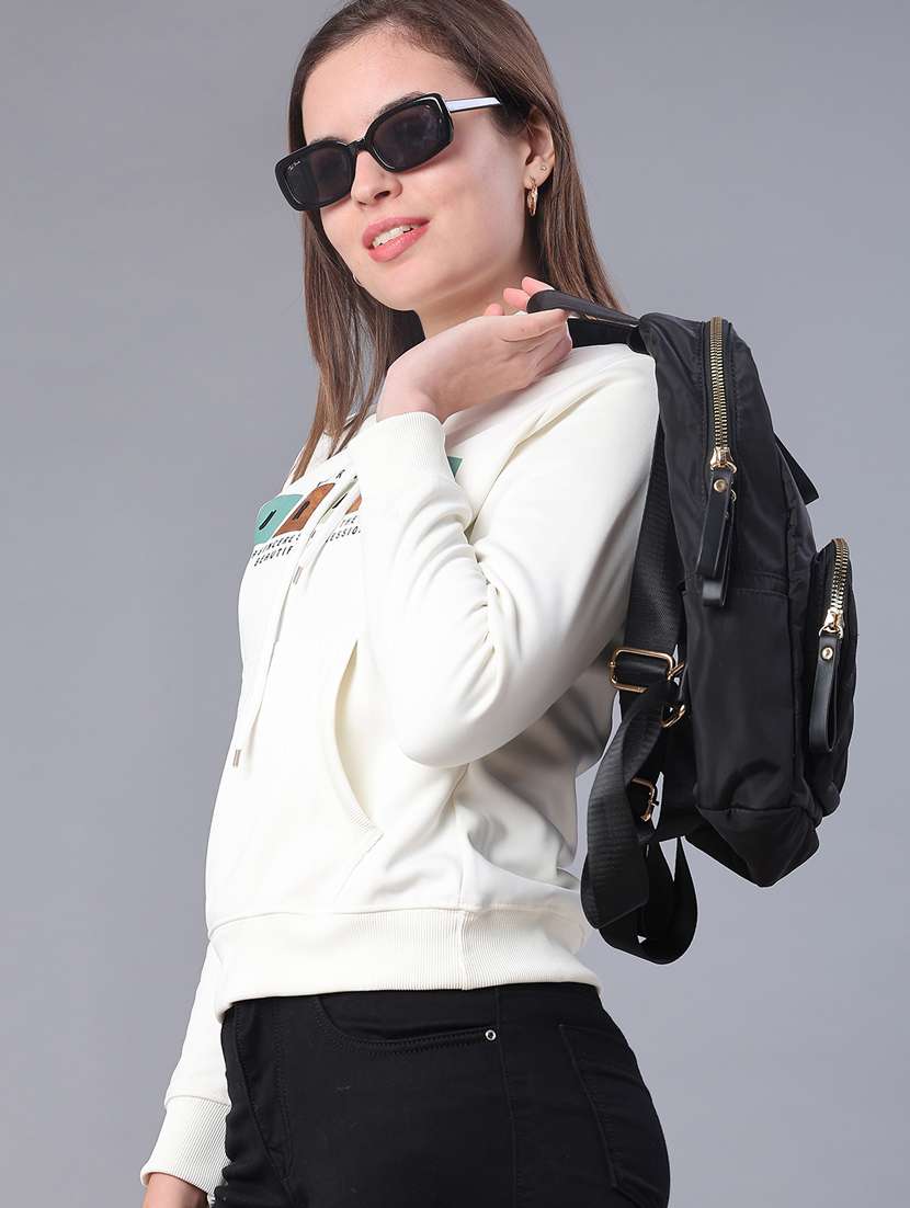 women typographic long sleeve hooded sweatshirt - 22107077 -  Standard Image - 2