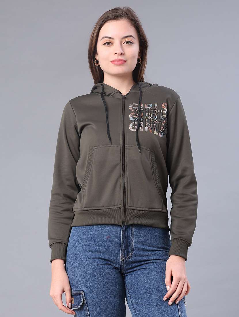 women typographic long sleeve hooded sweatshirt - 22107083 -  Standard Image - 2