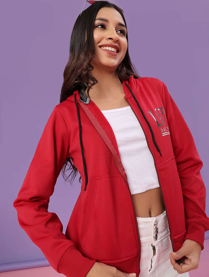 women typographic long sleeve hooded sweatshirt - 22107084 -  Standard Image - 2