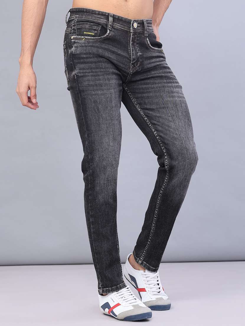 men washed mid rise full length slim fit jeans - 22107141 -  Standard Image - 2