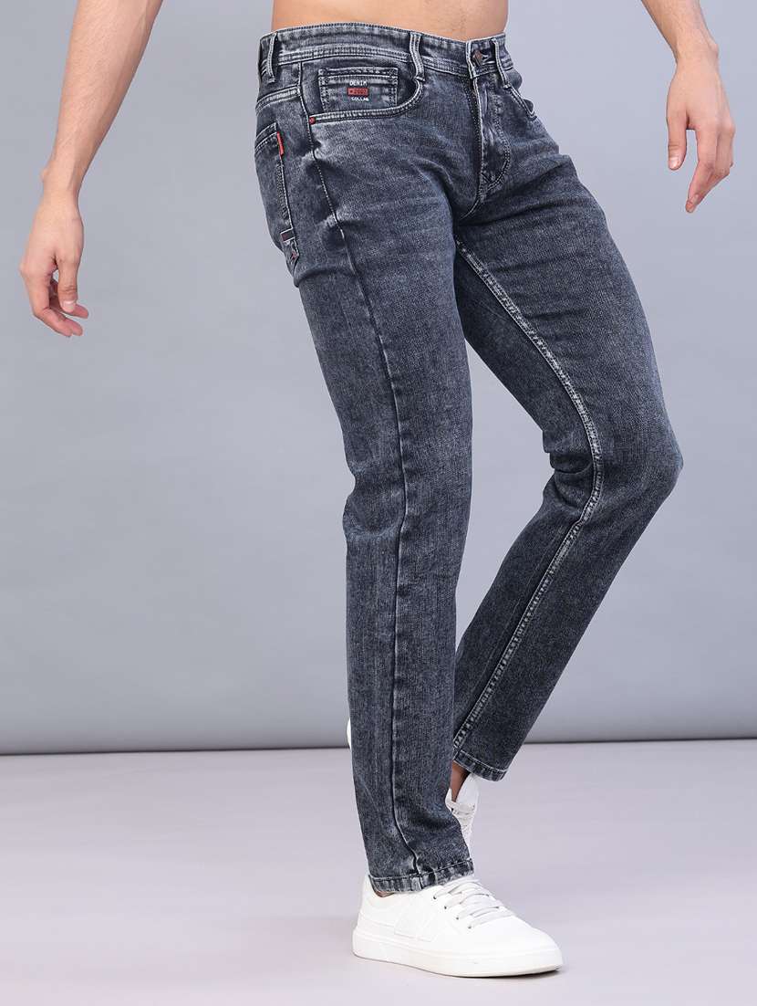 men washed mid rise full length slim fit jeans - 22107142 -  Standard Image - 2