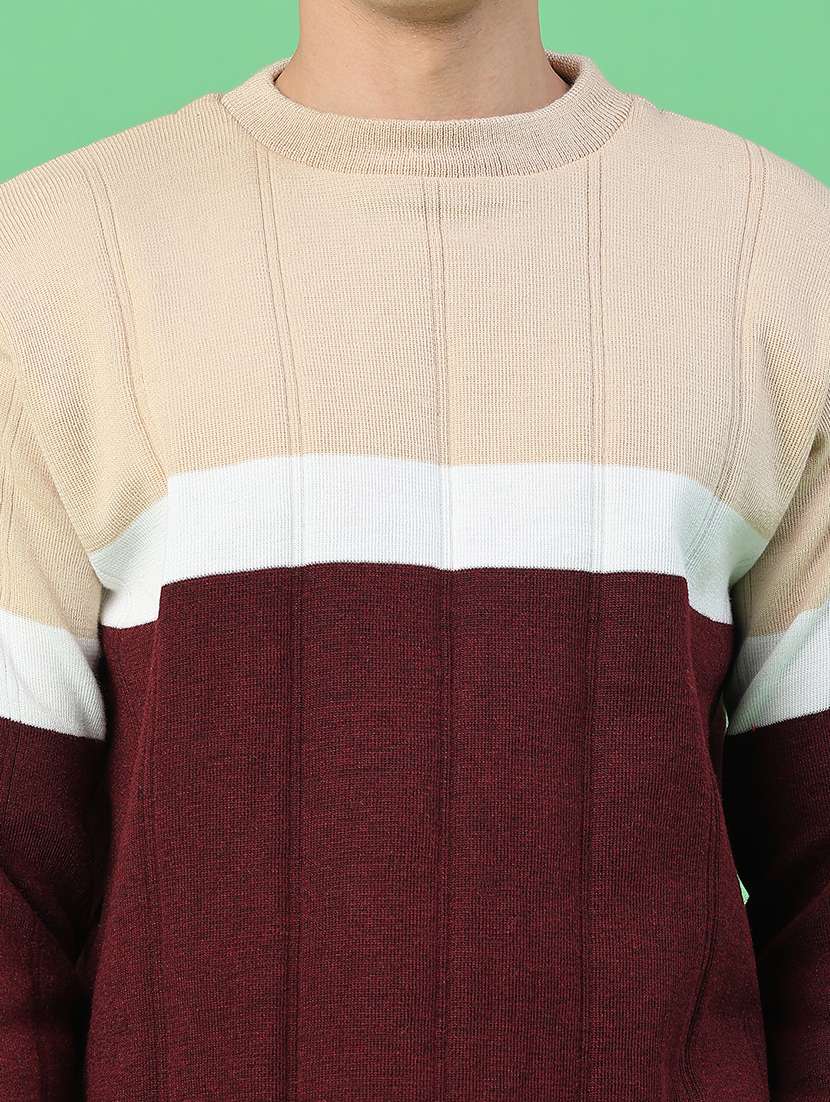 Men Maroon Polyester Pullover - 22107186 -  Standard Image - 2
