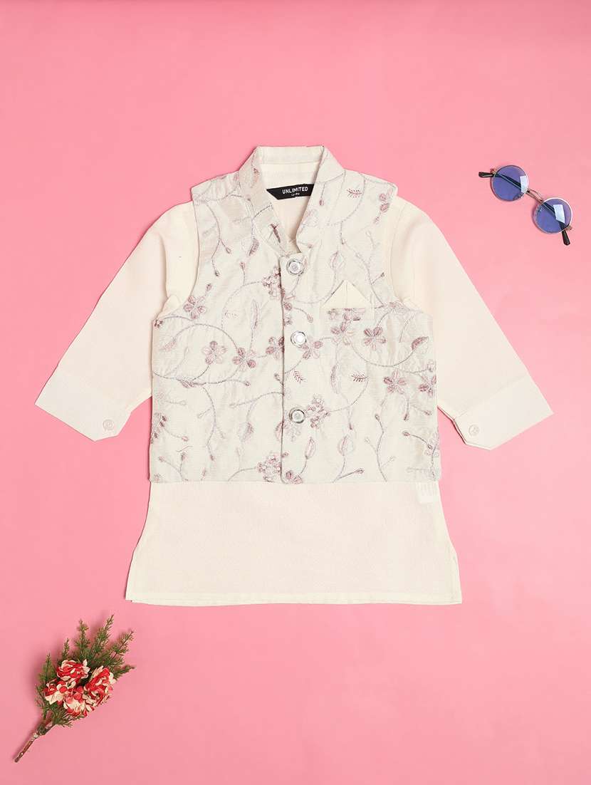 boys printed long sleeve kurta set  - 22107207 -  Standard Image - 2