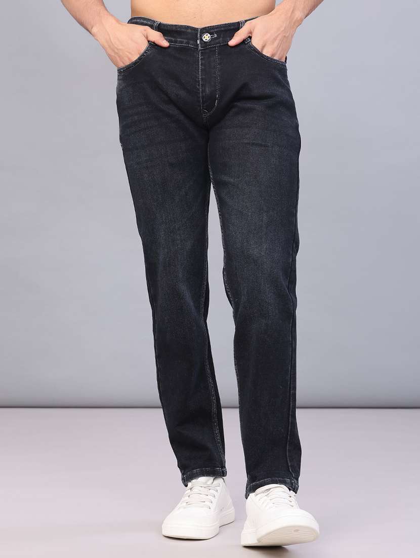 men solid mid rise slim fit jeans