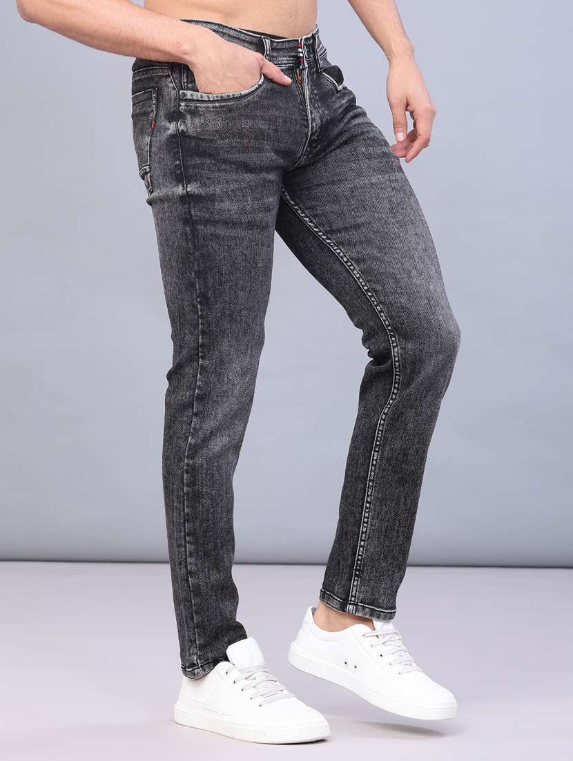 men solid mid rise slim fit jeans - 22107210 -  Standard Image - 2