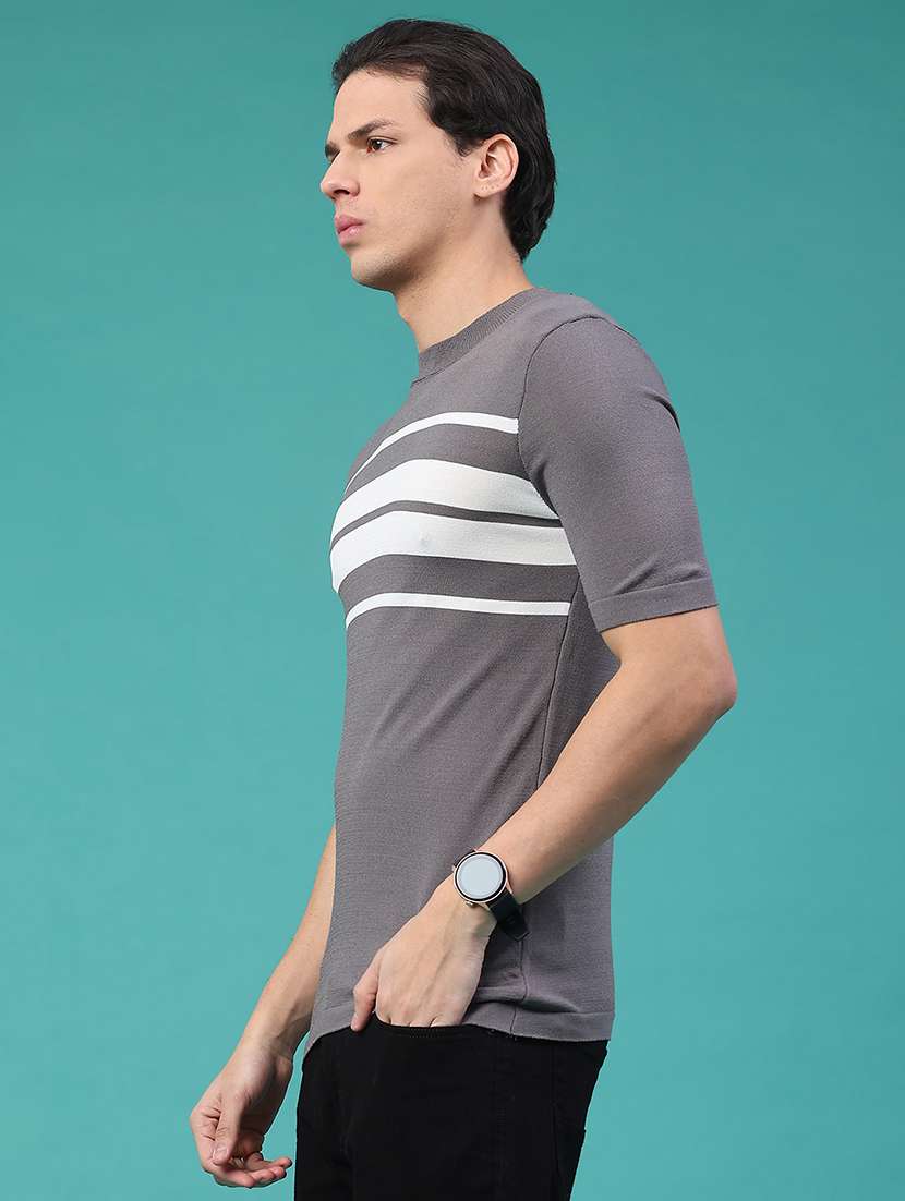 men striped round neck regular fit pullover - 22107260 -  Standard Image - 2