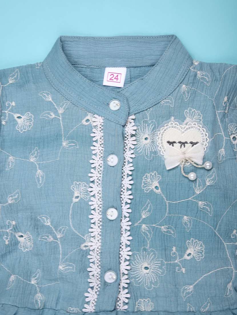 girls embroidered puff sleeve tiered dress - 22107302 -  Standard Image - 2