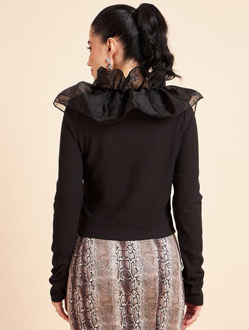 women black solid long sleeve top - 22107370 -  Standard Image - 2