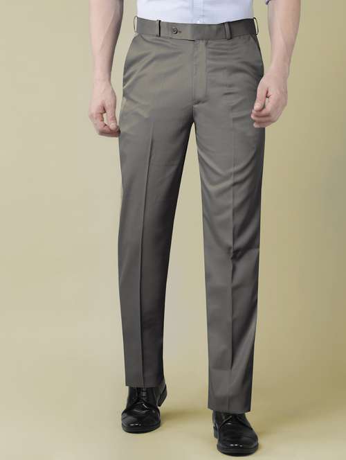 men solid mid rise flat front formal trouser - 22107375 -  Standard Image - 0