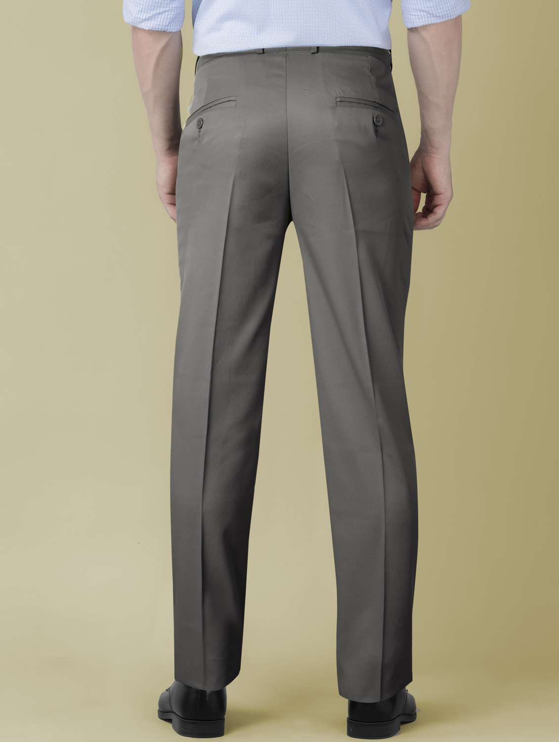 men solid mid rise flat front formal trouser - 22107375 -  Standard Image - 2