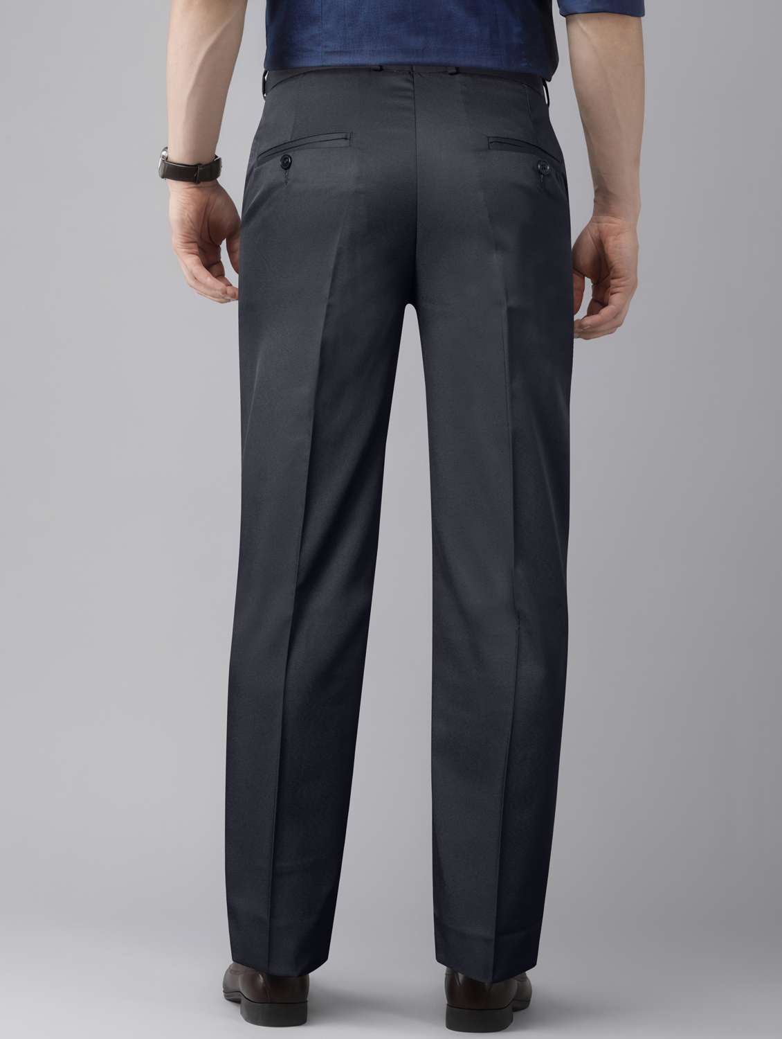 men solid mid rise flat front formal trouser - 22107380 -  Standard Image - 2